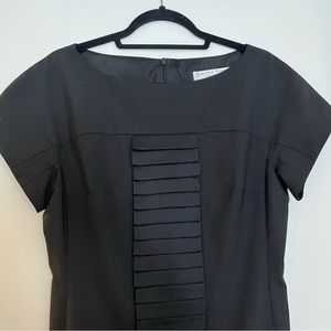 NWT Trina Turk Black Sheath Dress with Middle Ruffle Detail